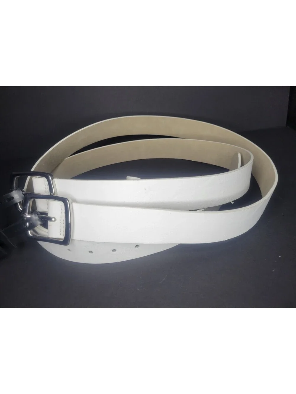 2Pc INC International Concepts Womens Faux Leather Solid White Casual Belt XL